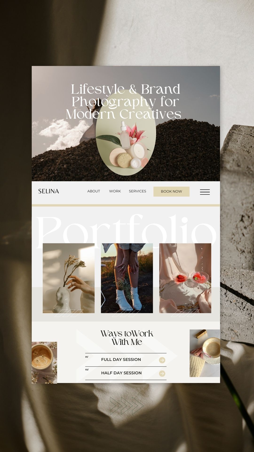 Showit website template mockup for photographers, creatives, and service-based businesses
